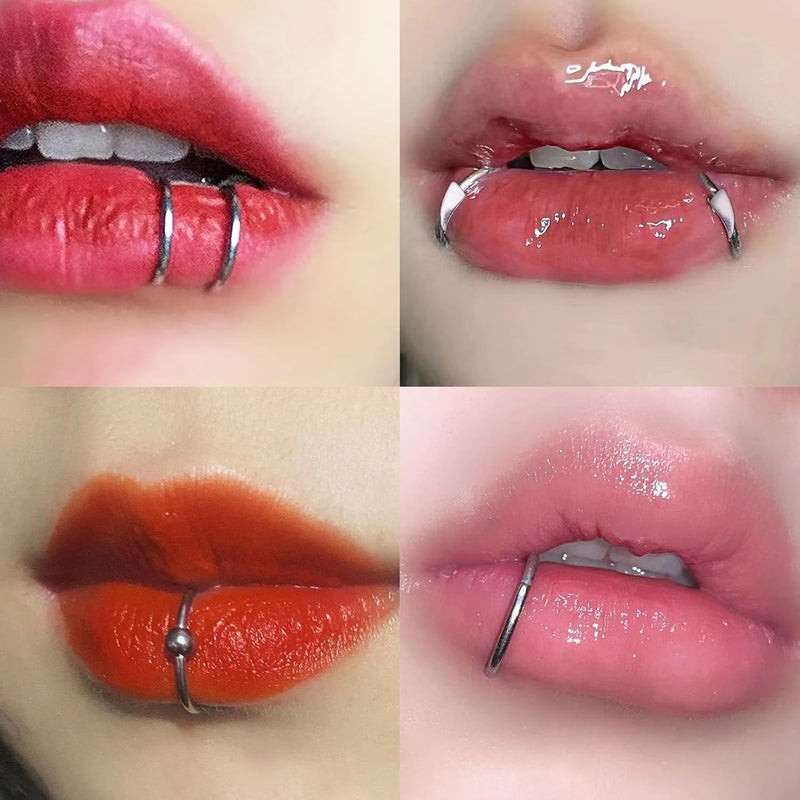 Lyfange Fake Lip Piercing Ring Halloween Vampire Fangs Lip Cuff Stainless Steel Vampire Teeth Adjustable Fake Lip Piercings Body Jewelry Non Piercing - Image 2